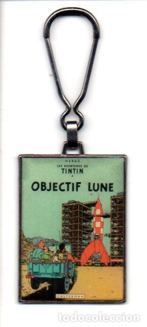 Coleccionismo de llaveros: V49178: Llavero metalico portada Objetivo la Luna de Tintin