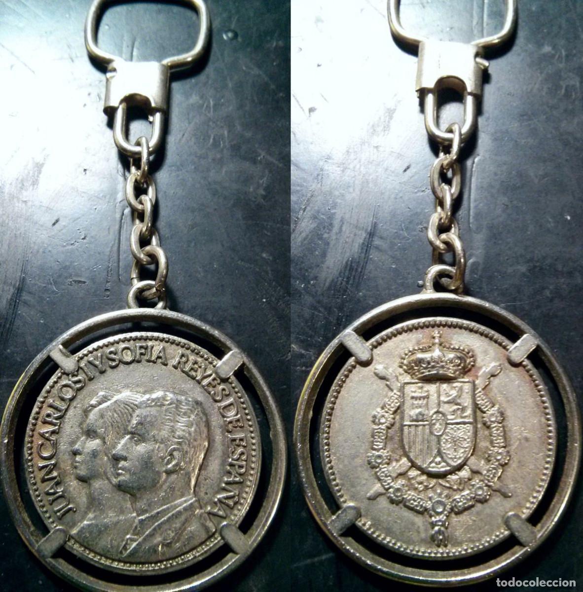 Coleccionismo de llaveros: Llavero Moneda con Retrato de Juan Carlos I y Sof&iacute;a, Reyes de Espa&ntilde;a