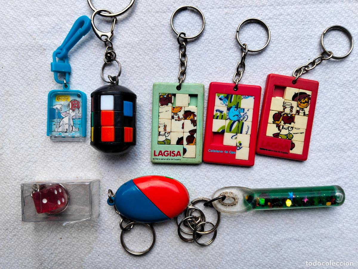 Collezionismo di Portachiavi: Lote de llaveros antiguos metal pl&aacute;stico infantiles puzles puzzles vintage lagisa dado estilo rubik
