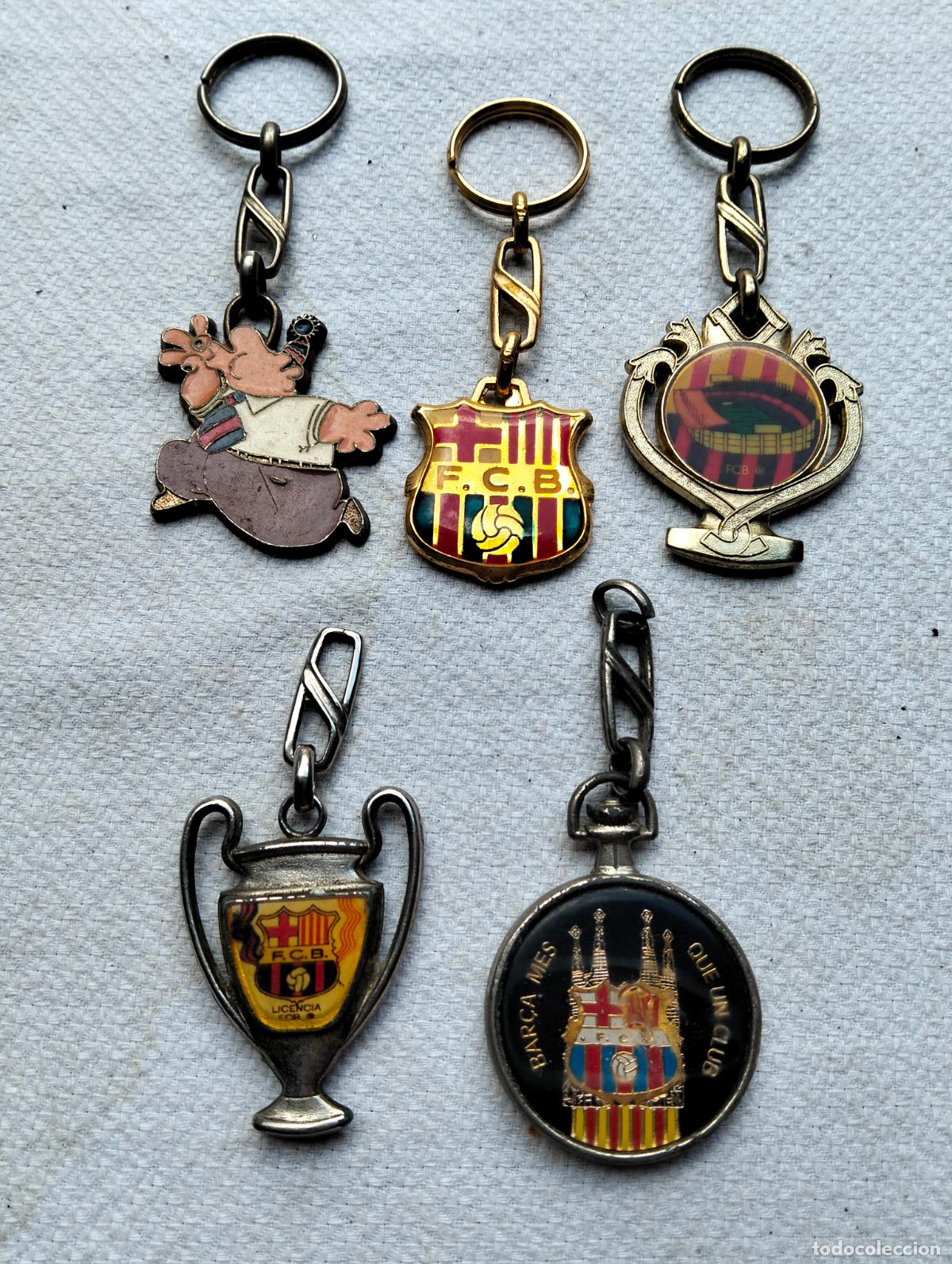 Sammlung von Schl&uuml;sselanh&auml;ngern: Lote de llaveros antiguos metal vintage bar&ccedil;a fcb estadio escudo se&ntilde;or futbol club barcelona copa