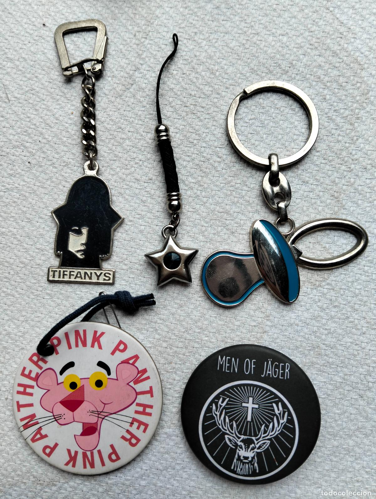 Sammlung von Schl&uuml;sselanh&auml;ngern: Lote de llaveros antiguos metal pl&aacute;stico pin men of j&auml;ger pink panther tiffanys chupete azul star