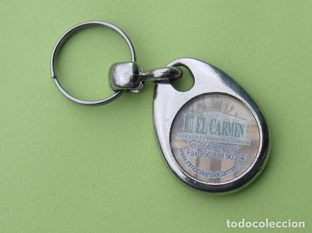 Coleccionismo de llaveros: Llavero Publicitario El Carmen Asesores Inmobiliarios - Moneda Carro Supermercado