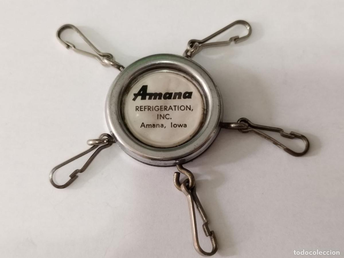 Coleccionismo de llaveros: Antiguo llavero m&uacute;ltiple publicitario Amana Refrigeration Iowa EE. UU.