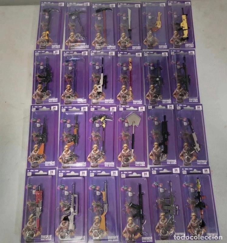 Coleccionismo de llaveros: Coleccion completa 24 armas Fortnite laveros Metalicos Series 1