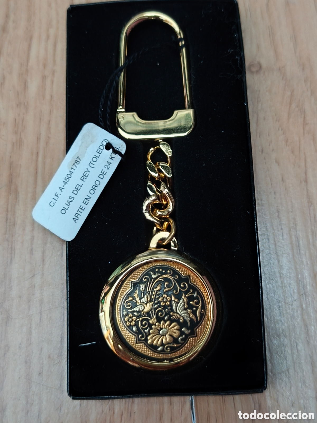 Coleccionismo de llaveros: Llavero Damasquinado de Toledo - Oro de 24K Vintage (Nuevo con etiqueta)