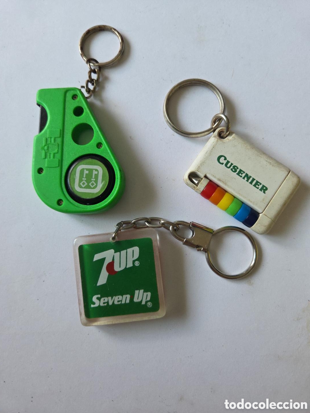 Coleccionismo de llaveros: Lote 3 llaveros publicitarios vintage &ndash; 7UP, Cusenier y Credit Andorra