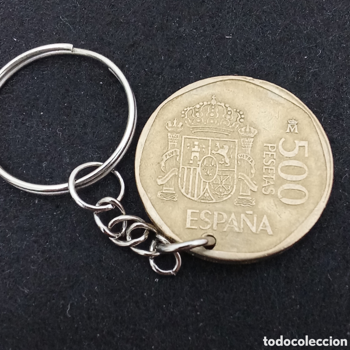 Collection of Keychains: Llavero moneda original Espa&ntilde;a 500 pesetas A&ntilde;o 1989