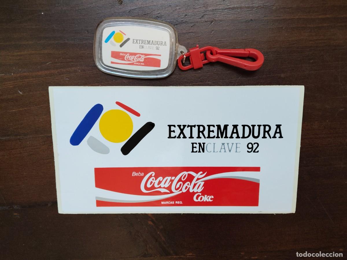 Collezionismo di Portachiavi: Pegatina y llavero Vintage. Extremadura En clave 92, Coca Cola.
