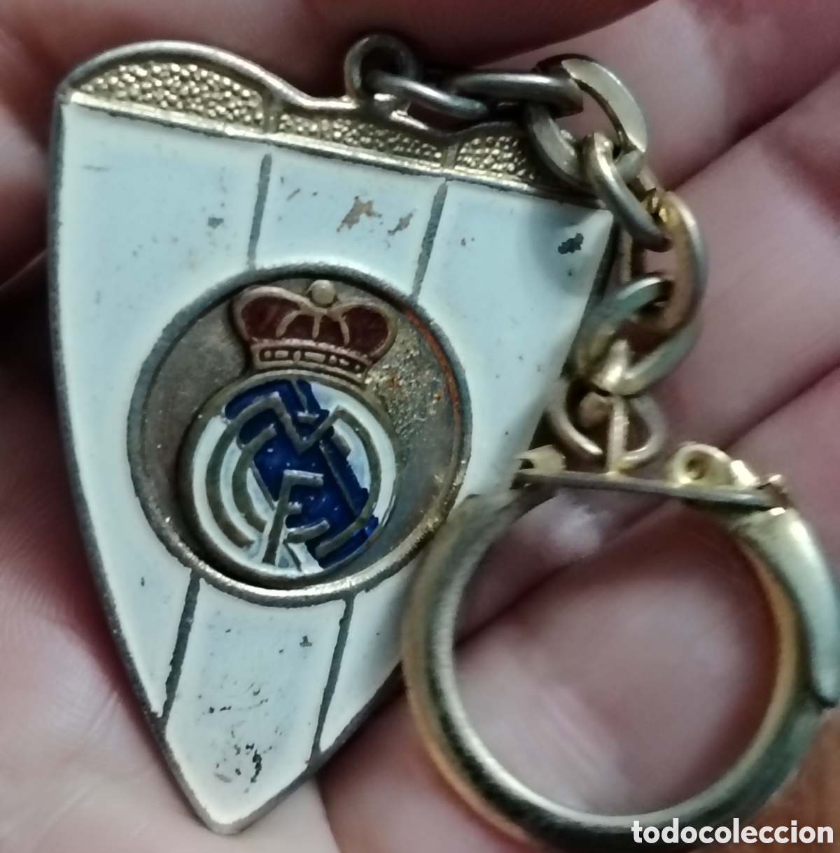 Collezionismo di Portachiavi: Llavero antiguo del Real Madrid en forma de banderin