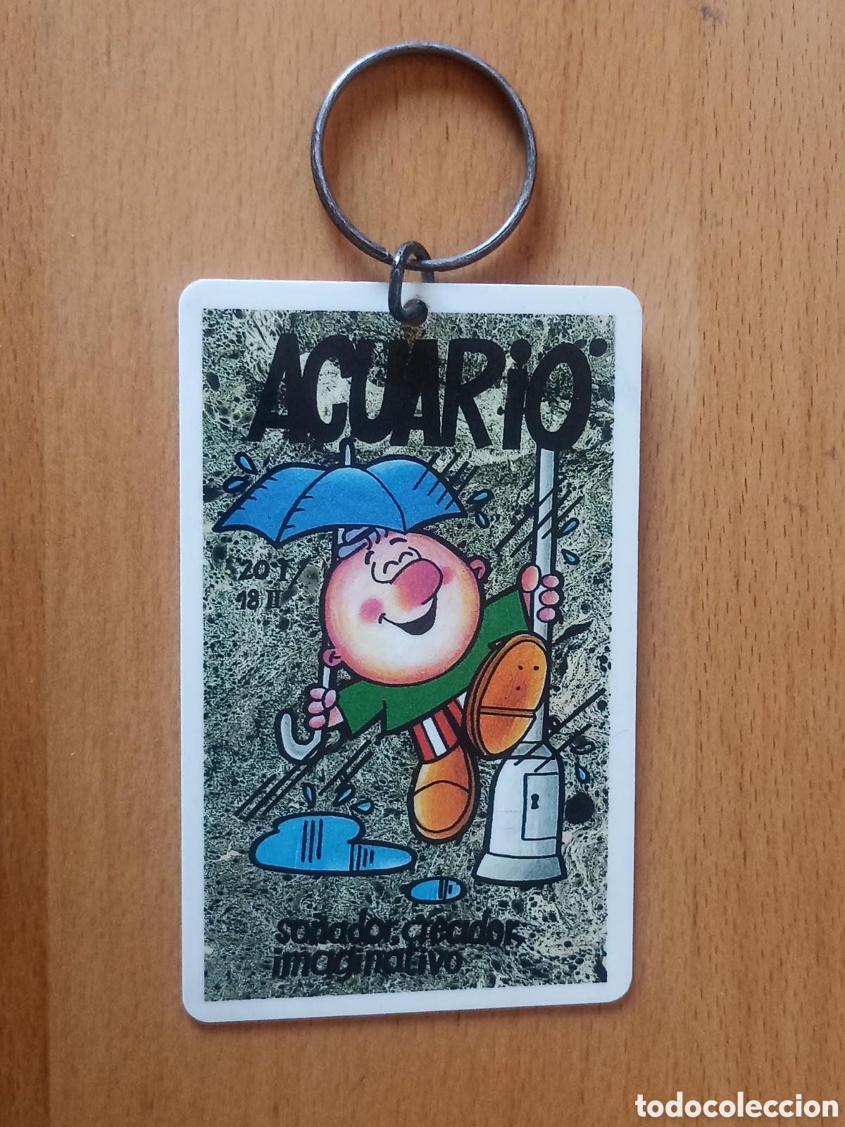Coleccionismo de llaveros: Llavero forma de tarjeta Signo zodiaco Acuario A&ntilde;os 90