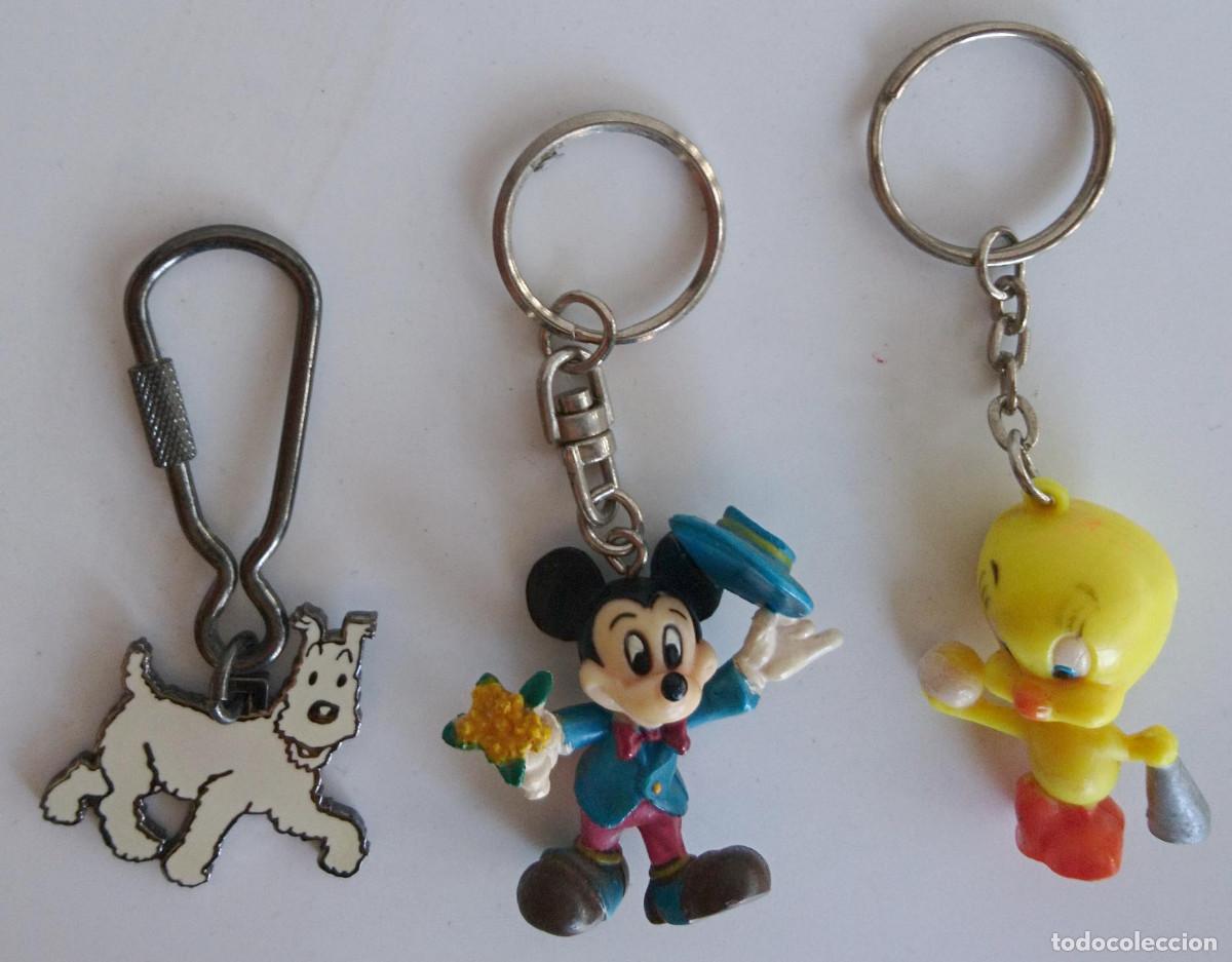 Coleccionismo de llaveros: LOTE 3 LLAVEROS LLAVERO MILU TINTIN MOULINSART A&Ntilde;O 1999 ANTIGUO MICKEY MOUSE DISNEY PIOLIN GOMA PVC
