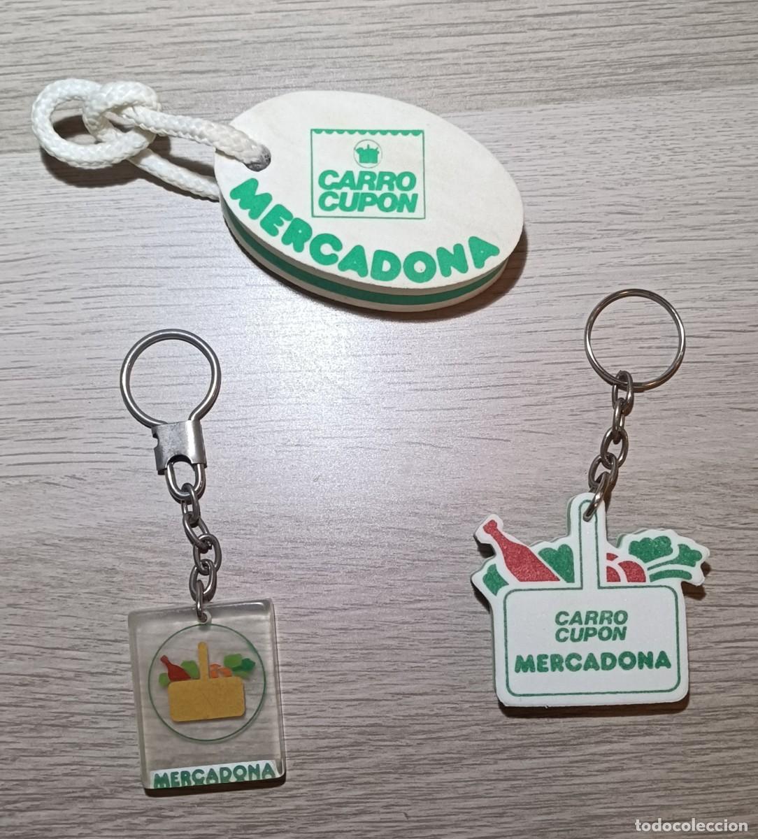 Coleccionismo de llaveros: Lote 3 antiguos llaveros MERCADONA, Carro cupon, Supermercado