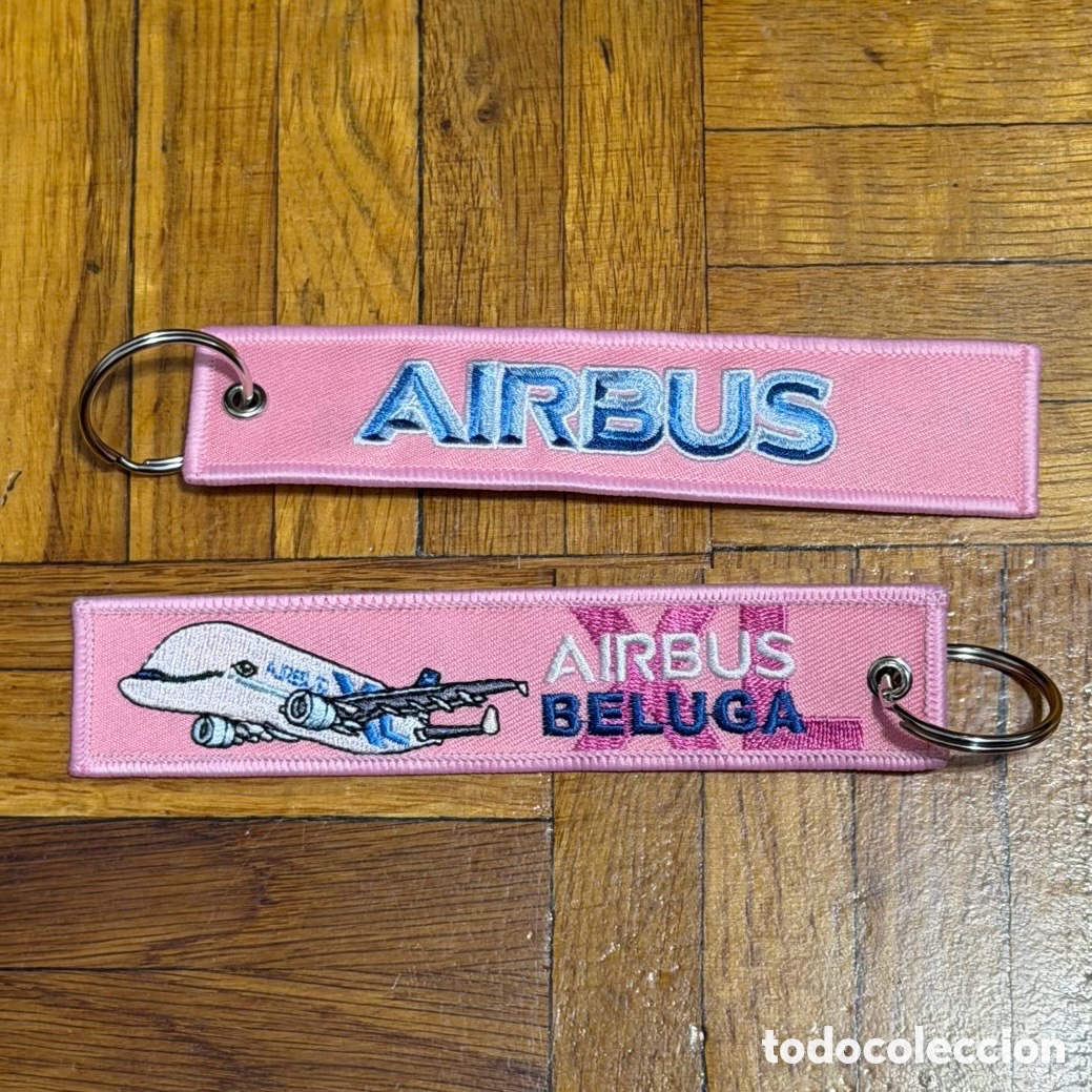 Coleccionismo de llaveros: Llavero bordado Airbus Beluga XL rosa doble cara