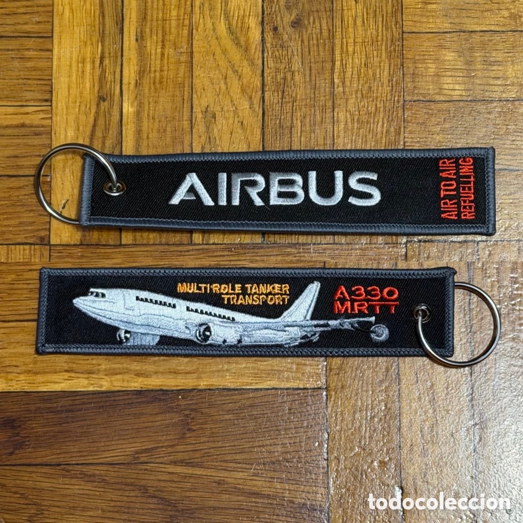 Coleccionismo de llaveros: Llavero bordado Airbus A330 MRTT negro doble cara