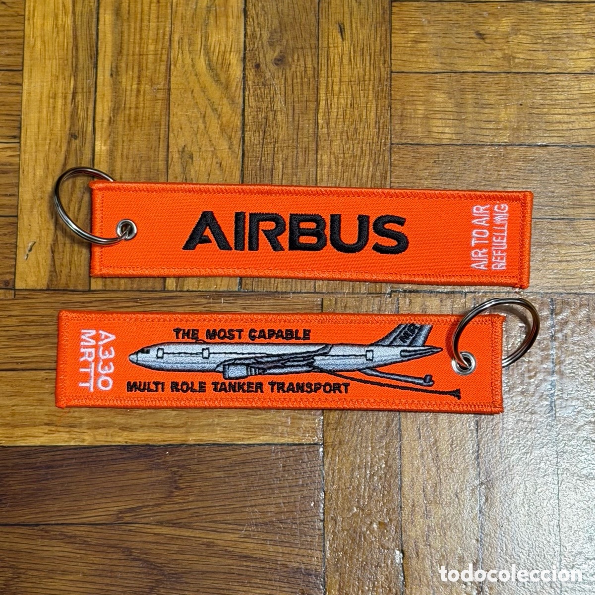 Coleccionismo de llaveros: Llavero bordado Airbus A330 MRTT naranja