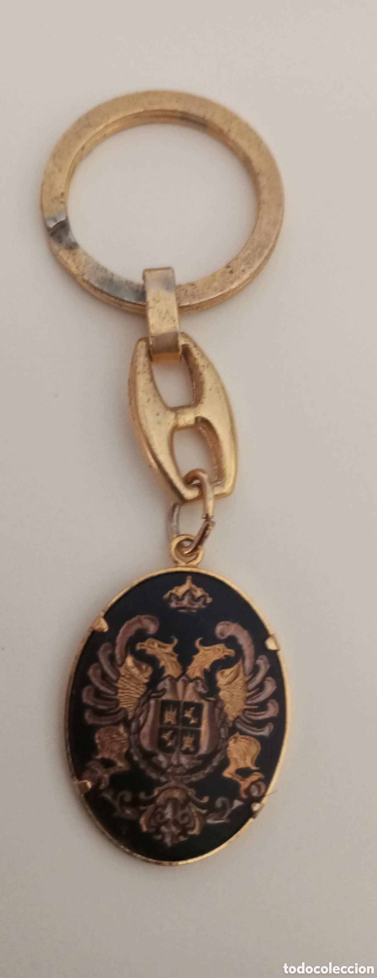 Coleccionismo de llaveros: Llavero damasquinado con escudo de &aacute;guila bicefala