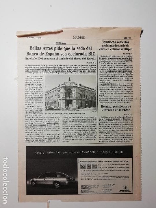 Colecionismo de Los Domingos de ABC: Recorte Bellas Artes pide que la sede del Banco de Espa&ntilde;a sea declarada BIC 1999 Arquitectura