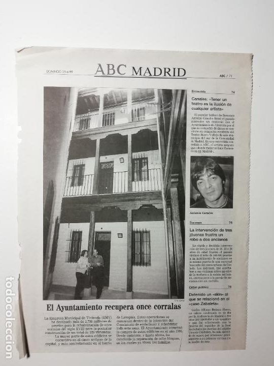 Colecionismo de Los Domingos de ABC: Recorte El Ayuntamiento recupera 11 corralas 1999 Arquitectura