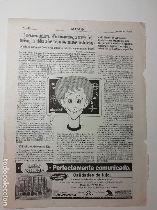 Colecionismo de Los Domingos de ABC: Recorte Esperanza Aguirre Peque&ntilde;os Museos Madrid Complutense BIC Ciudad Universitaria 1998