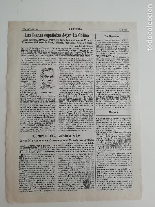 Coleccionismo de Los Domingos de ABC: Recorte Lorca Teatro de la Colina Par&iacute;s Jorge Lavelli Gerardo Diego Silos Cultura 1996