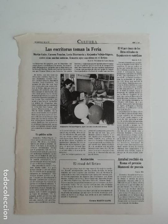 Sammeln von Los Domingos de ABC: Recorte Feria del libro de Madrid Escritoras Bryce Echenique ABC 1999