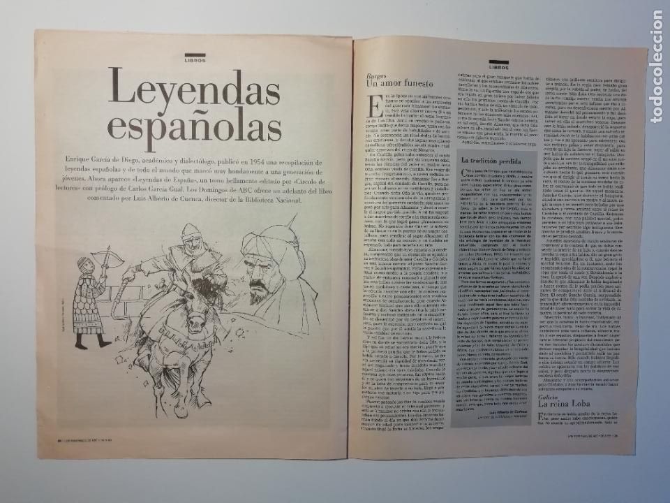 Sammeln von Los Domingos de ABC: Recorte Libros Leyendas espa&ntilde;olas Enrique Garc&iacute;a de Diego Los Domingos de ABC 26 septiembre 1999