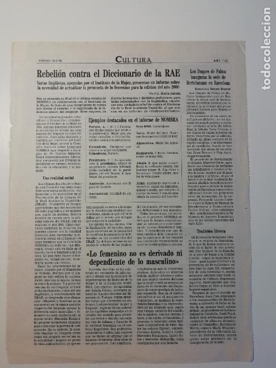Collectionnisme de Los Domingos de ABC: Recorte Rebeli&oacute;n contra diccionario RAE Archivo de Simancas Cultura ABC 18 IX 1998