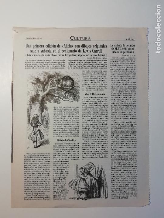 Collectionnisme de Los Domingos de ABC: Recorte Alicia Lewis Carroll Cervantes Lepanto Juancho Armas Marcelo Cultura ABC 6 XII 1998
