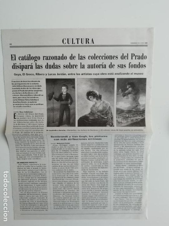 Sammeln von Los Domingos de ABC: Recorte Cat&aacute;logo razonado del Museo del Madrid Atribuciones err&oacute;neas Catherine Millet 8 4 2001