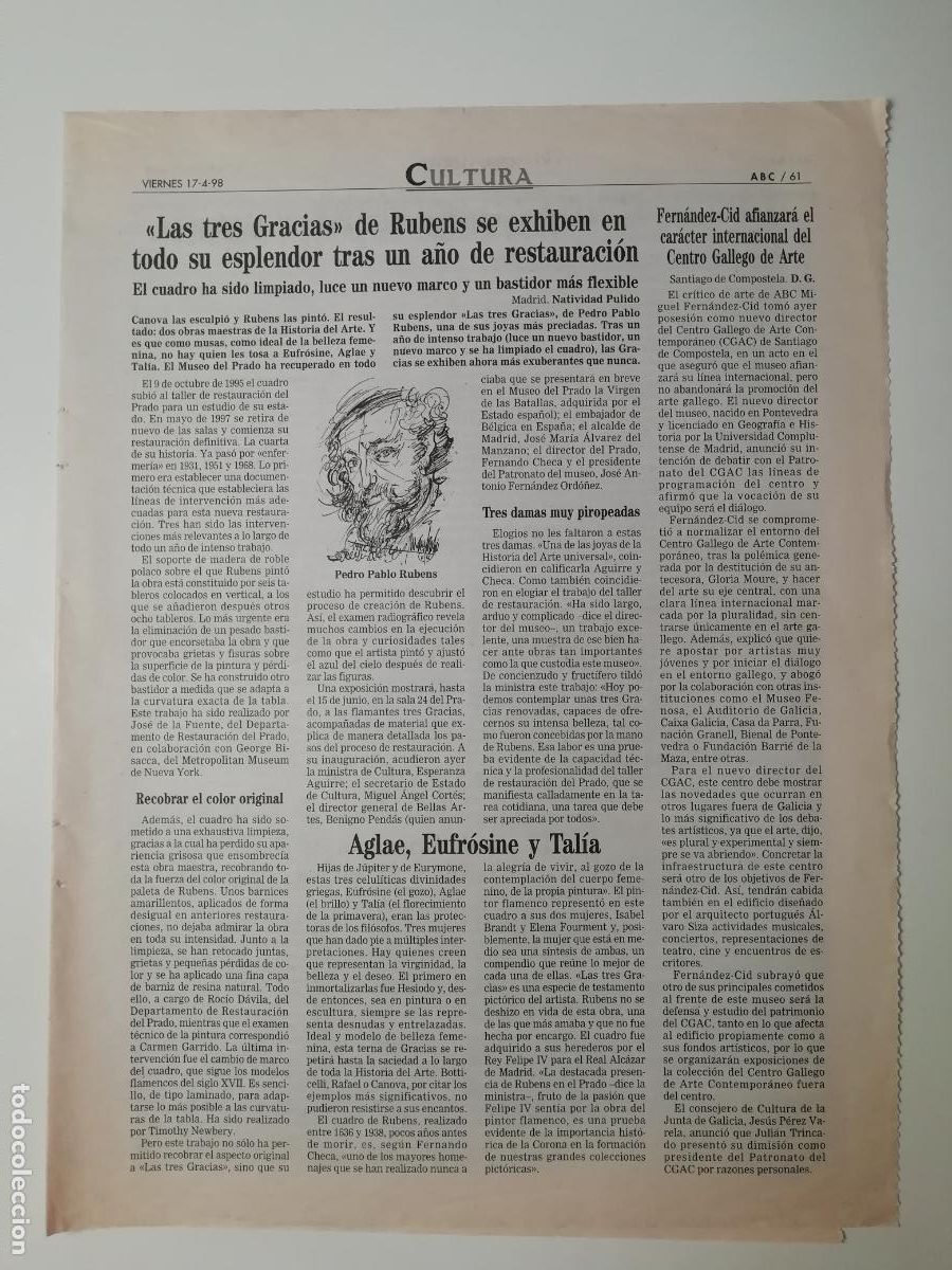 Colecionismo de Los Domingos de ABC: Restauraci&oacute;n 3 gracias Rubens Museo Prado Fronterizos chicanos y bab&eacute;licos JJ Armas Marcelo ABC 1998