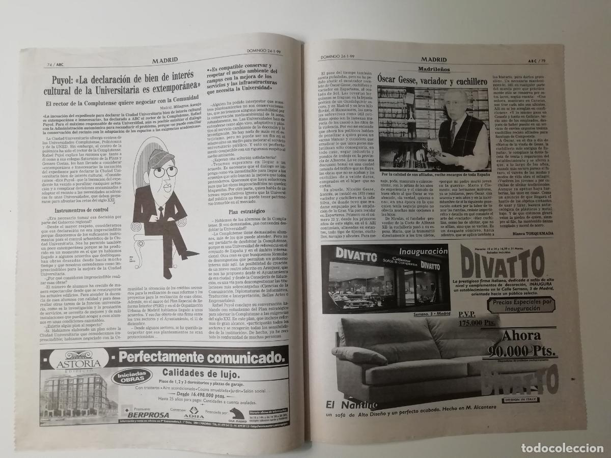 Colecionismo de Los Domingos de ABC: Declaraci&oacute;n BIC Comunidad Madrid Rafael Puyol Rector UCM &Oacute;scar Gesse cuchillero ABC 1999