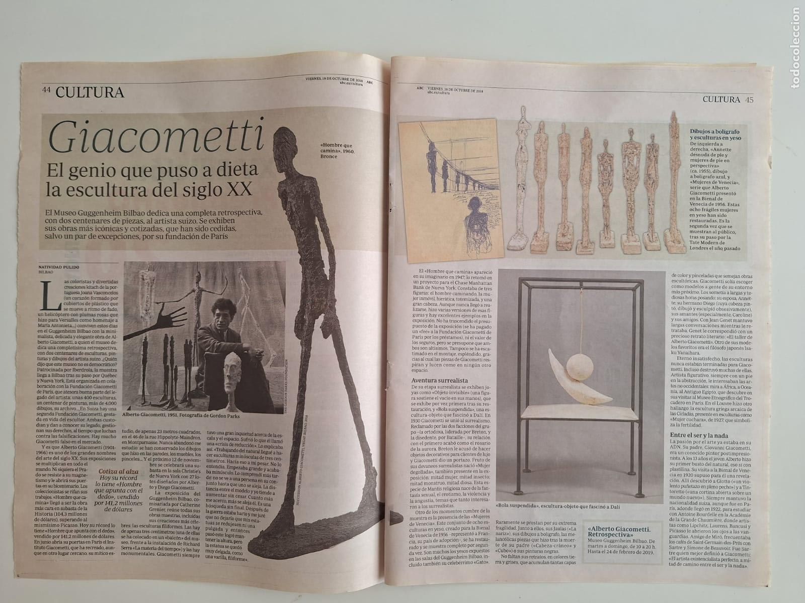 Colecionismo de Los Domingos de ABC: Alberto Giacometti Exposici&oacute;n Museo Guggenheim Bilbao Escultura Scorsese Oviedo Cine ABC 2018