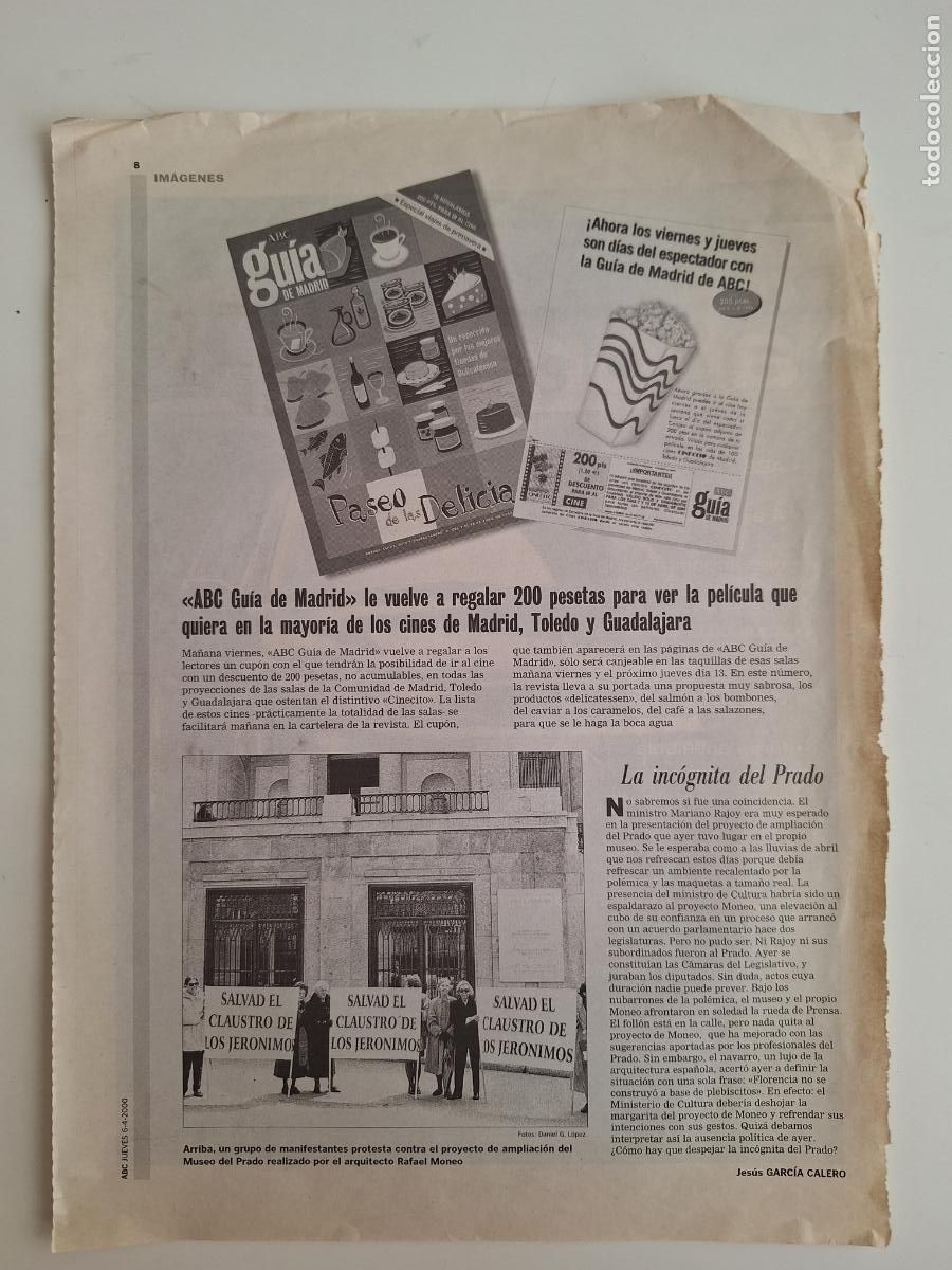 Colecionismo de Los Domingos de ABC: La inc&oacute;gnita del Prado Manifestaci&oacute;n contra proyecto ampliaci&oacute;n Moneo 2000