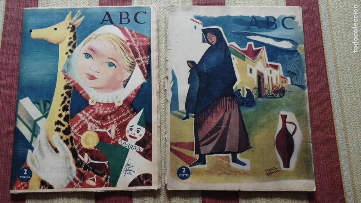 Coleccionismo de Los Domingos de ABC: JOSE ANTONIO AGUIRRE.-FRANCIS BARTOLOZZI.-ILUSTRADORES.-LOTE DE 2 REVISTAS.-A&Ntilde;OS 50-60.