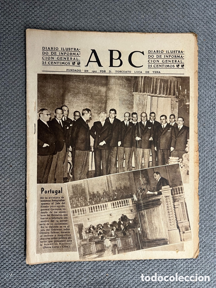 Coleccionismo de Los Domingos de ABC: PERI&Oacute;DICO ABC, 2/12/1943. Espa&ntilde;a y Europa en el per&iacute;odo de entreguerras. Manolete, las grandes..