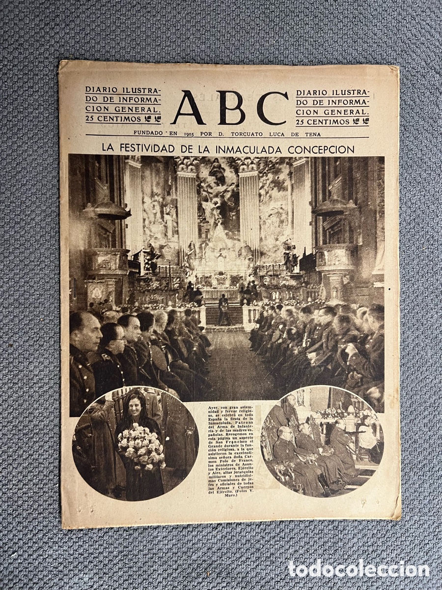 Coleccionismo de Los Domingos de ABC: PERI&Oacute;DICO ABC, 9/12/1943. LA FESTIVIDAD DE LA INMACULADA CONCEPCION
