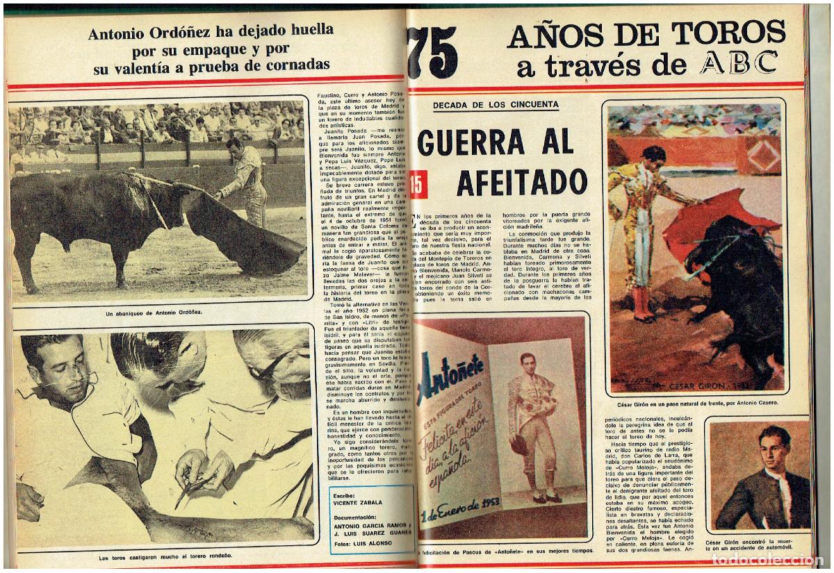 Collectionnisme de Los Domingos de ABC: 75 A&Ntilde;OS DE TOROS. 17 FASCICULOS; 136 P&Aacute;GINAS. ENCUADERNADA EN UN TOMO POR ABC.(B/A19. RUM)