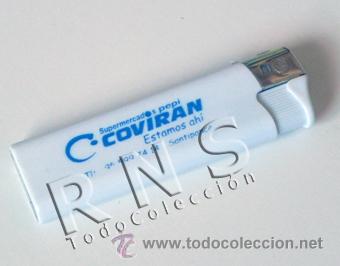 Mecheros: MECHERO BLANCO CON PUBLICIDAD DE SUPERMERCADO COVIR&Aacute;N - RECARGABLE