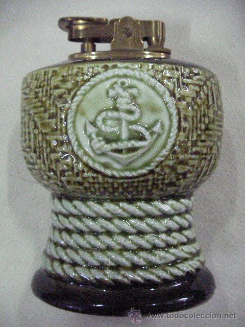 Mecheros: ANTIGUO MECHERO CERAMICA CON ALEGORIA MARINERA