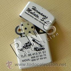 Mecheros: MECHERO TIPO ZIPPO - HNOS. MULATO GR&Uacute;A TRANSPORTE - PUBLICIDAD - DE METAL TIPO ZIPO - BLANCO - GR&Uacute;AS