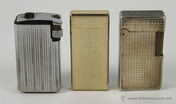 Lighters: LOTYE DE 3 MECHEROS FLAMINAIRE EN METAL PLATEADO Y PLAQUE DORADO. A&Ntilde;OS 60/70.