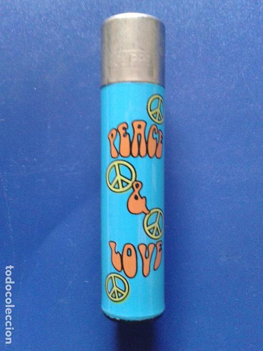 Mecheros: MECHERO ENCENDEDOR CLIPPER AZUL CELESTE , PEACE & LOVE