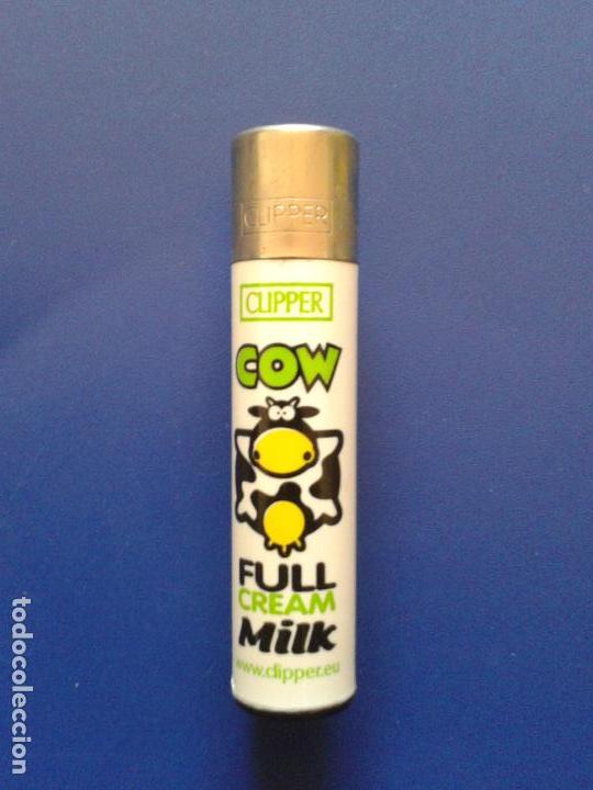 Mecheros: MECHERO ENCENDEDOR CLIPPER BLANCO , COW FULL CREAM MILK