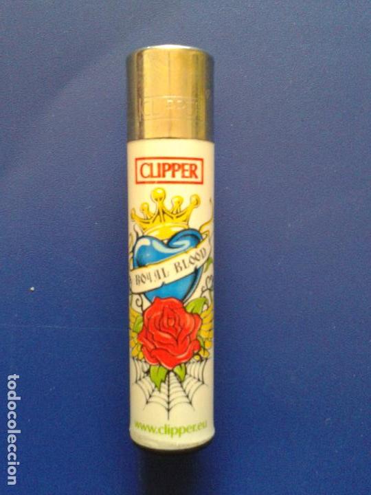 Mecheros: MECHERO ENCENDEDOR CLIPPER BLANCO , ROYAL BLOOD