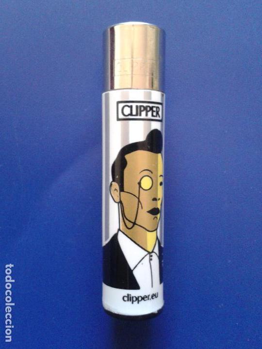 Mecheros: MECHERO ENCENDEDOR CLIPPER BLANCO , HOMBRE MONOCULO