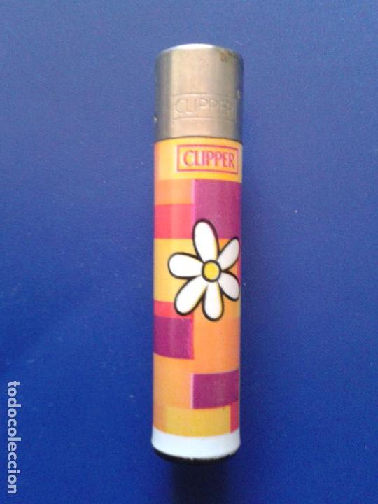 Mecheros: MECHERO ENCENDEDOR CLIPPER BLANCO , FLOR