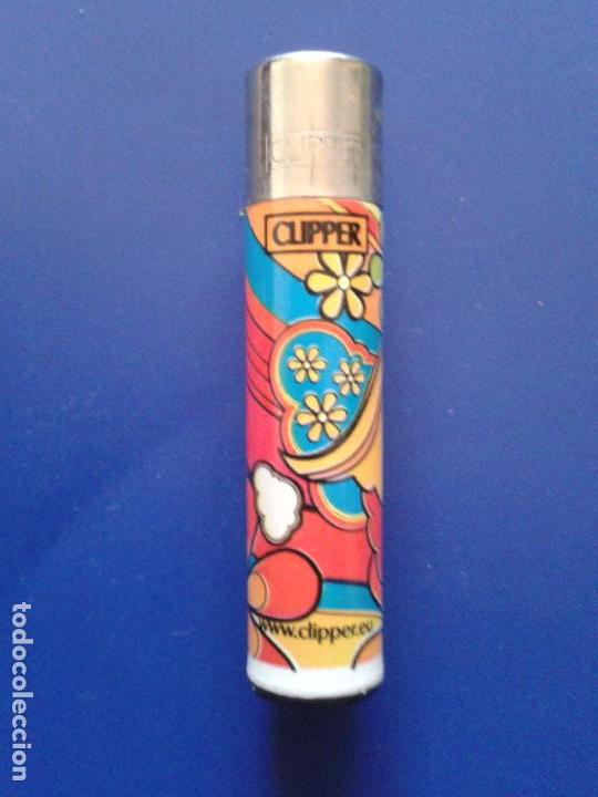 Mecheros: MECHERO ENCENDEDOR CLIPPER BLANCO , FLORES