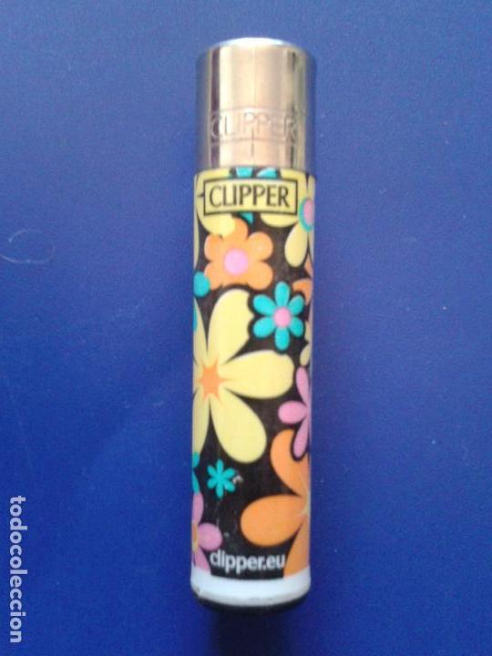 Mecheros: MECHERO ENCENDEDOR CLIPPER BLANCO , FLORES