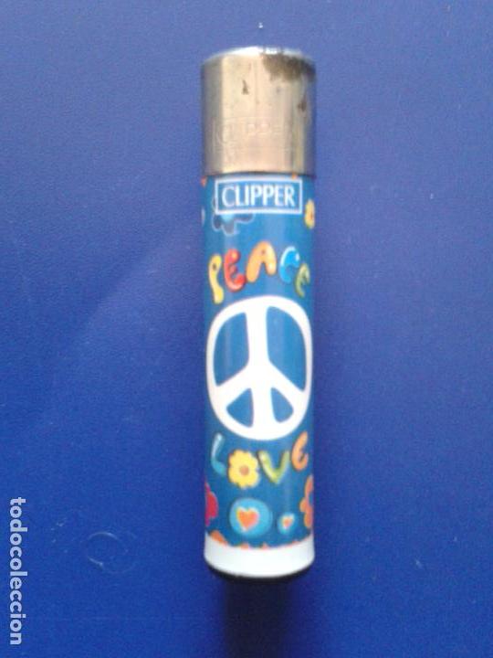 Mecheros: MECHERO ENCENDEDOR CLIPPER BLANCO , PEACE & LOVE