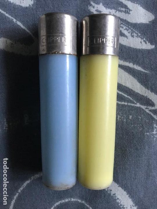 Mecheros: LOTE ANTIGUOS MECHEROS CLIPPER AZUL AMARILLO